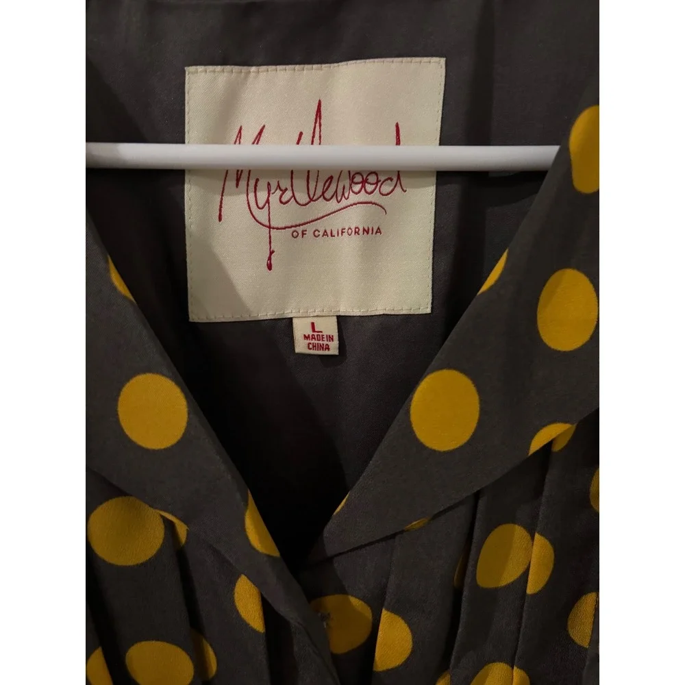 Myrtlewood of California Polka Dot‎ Dress Pleated Retro Style L